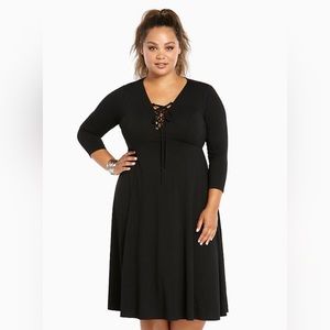 NWT: Torrid Lace Up Neck Knit Midi Dress